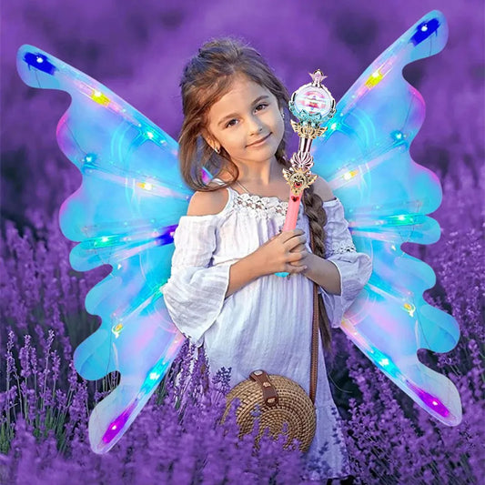 Girls Electrical Butterfly Wings With Luminous Lights Moving Fairy Wings