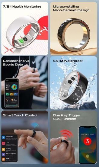 Multifunctional Smart Bluetooth Ring including Health Tracker & Sleep Monitor for Men Women