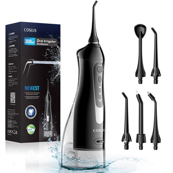 Oral Irrigator 3 Cleaning Modes Waterproof Rechargeable Dental Cleaner 4 Nozzles Clean Gums